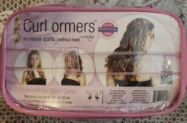 Curlformers Spiral Hair Curlers Curls Styling Kit 14" Long Hair Pink and Orange