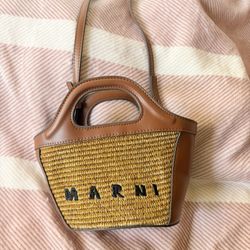 Marni leather raffia tote