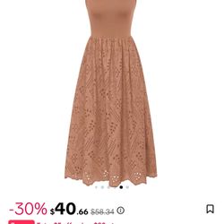 Grace Karin Women Contrast Fabric Mid-Calf Dress
