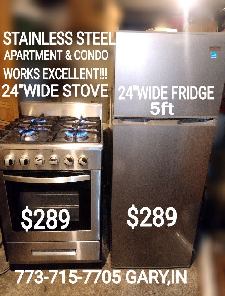 24" Small Stove And 24" Fridge Refrigerator