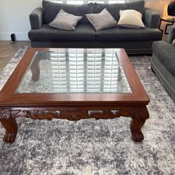 SOLID Oak Carved Square Coffee Table