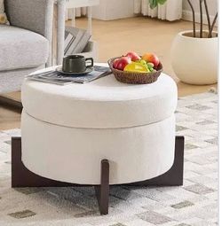 26’’ Wide Upholstered Tufted Round Storage Ottoman size is on last picture new