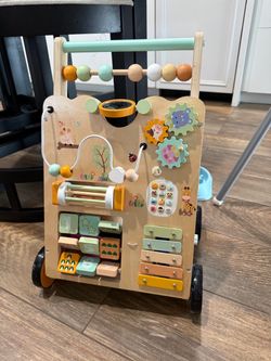 Weilim Wooden Baby Walker, 10-in-1 Montessori Push Walker for Toddlers 1+