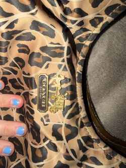 Coach Leopard Signature C Shoulder Hobo Bag Brown Patent Leather Y2K Style 11079
