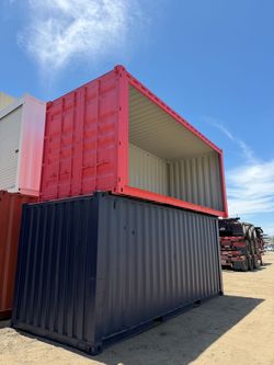 20FT CUSTOM OPEN SIDE SHIPPING CONTAINER – FULLY REFURBISHED | WIND & WATERTIGHT | HEAVY DUTY CONEX BOX