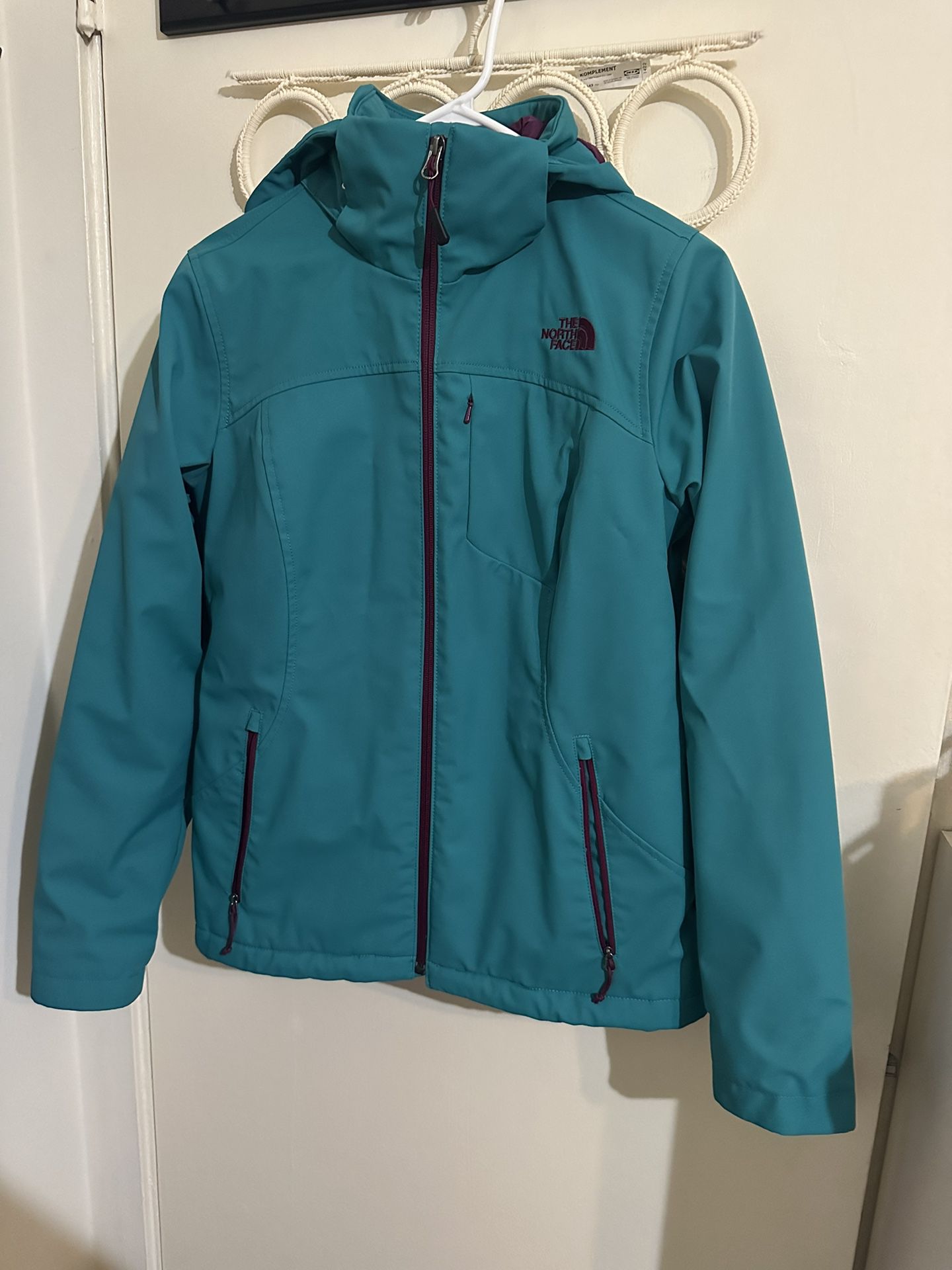 The North Face Apex Elevation Turquoise Softshell Zip Hooded Jacket Womens S