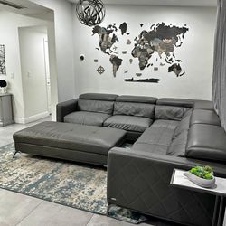 Faux Leather Gray Couch 