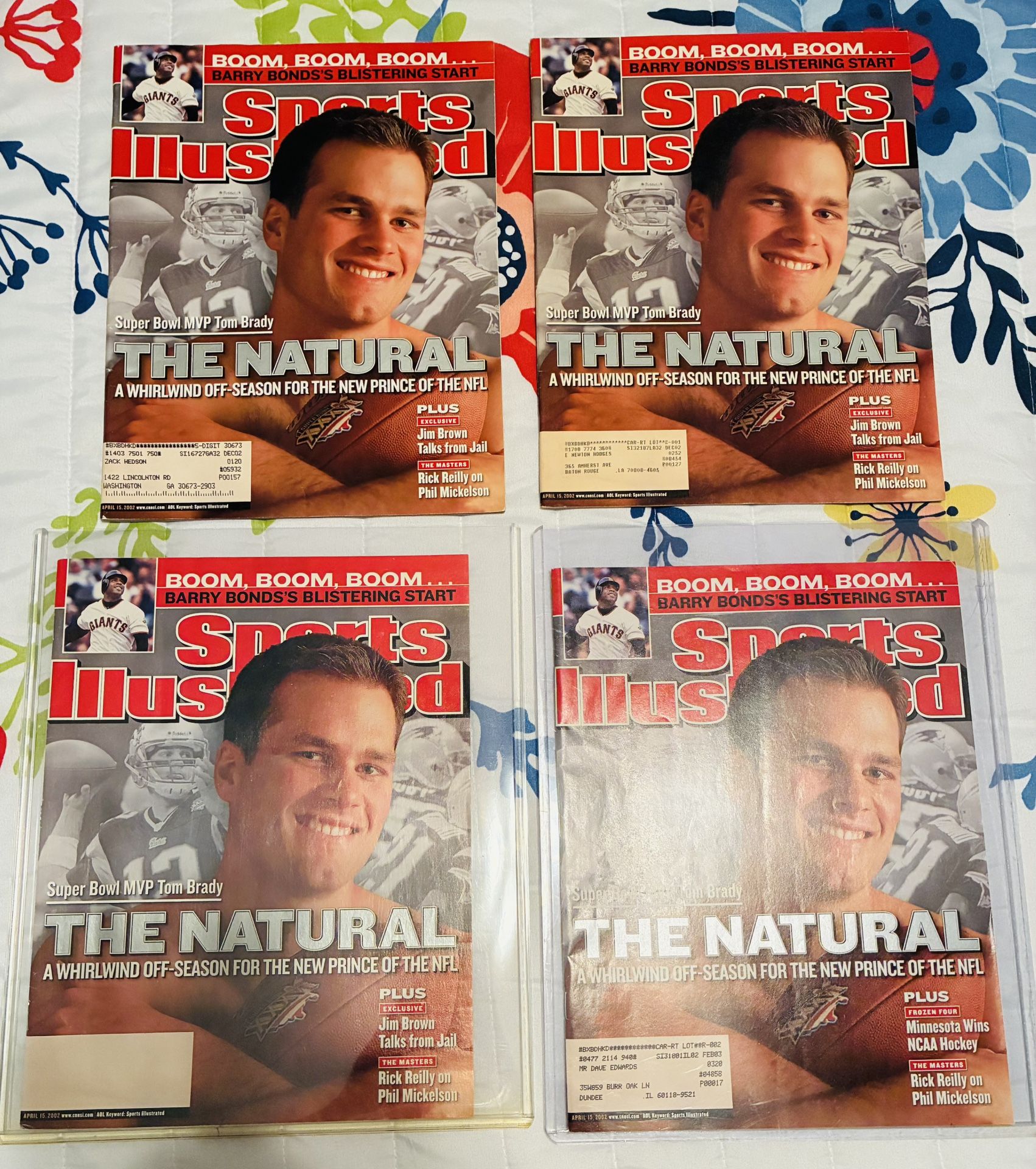 ( 4 ) Tom Brady Sports Illustrated Magazines In Like New Conditions 