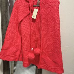 Cozy Knit Coral Poncho 