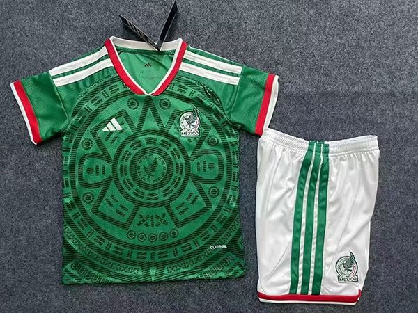 2026 Adidas Mexico green soccer kit for kids
