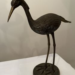 Solid Brass Egret Statute