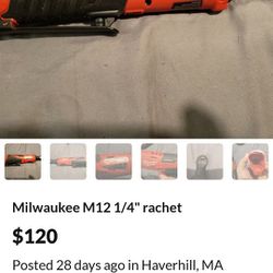M-12 1/4 Qaurter Ratchet Tool Only 