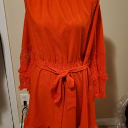 Perfectly Priscilla Fringe Orange Dress Size 3XL 
97% Polyester 
3% Spandex 
NWT