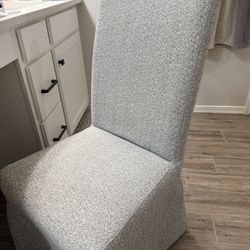Grey Herringbone Parsons Chair with Skirt