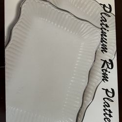 Platinum Rim Serving Platter - 2 Pcs 