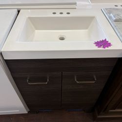 Small Brown Bathroom Vanity With Acrylic Top 24 X 19"