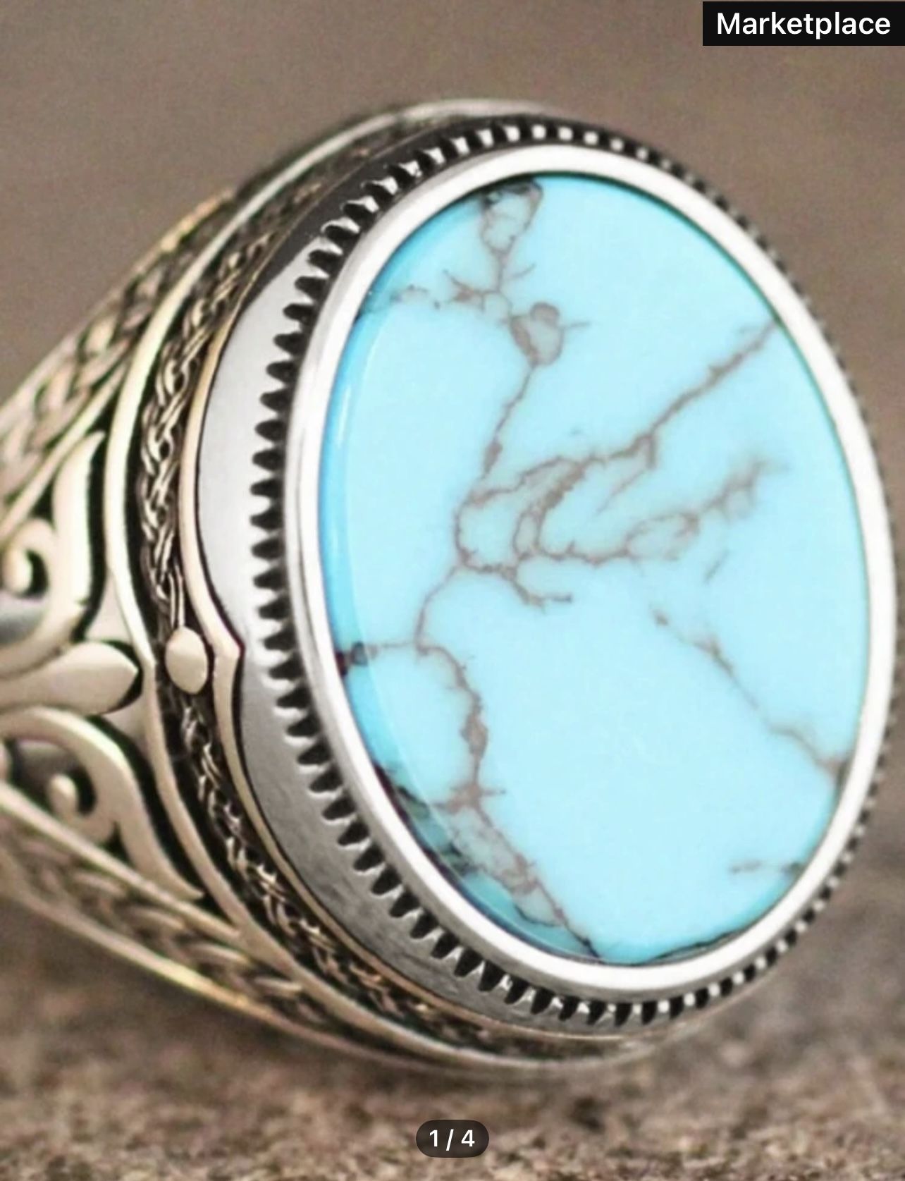 *SALE* Vintage Style Created Inlaid Turquoise Ring. Sz 5/6/7/8/9/10/11/12/13