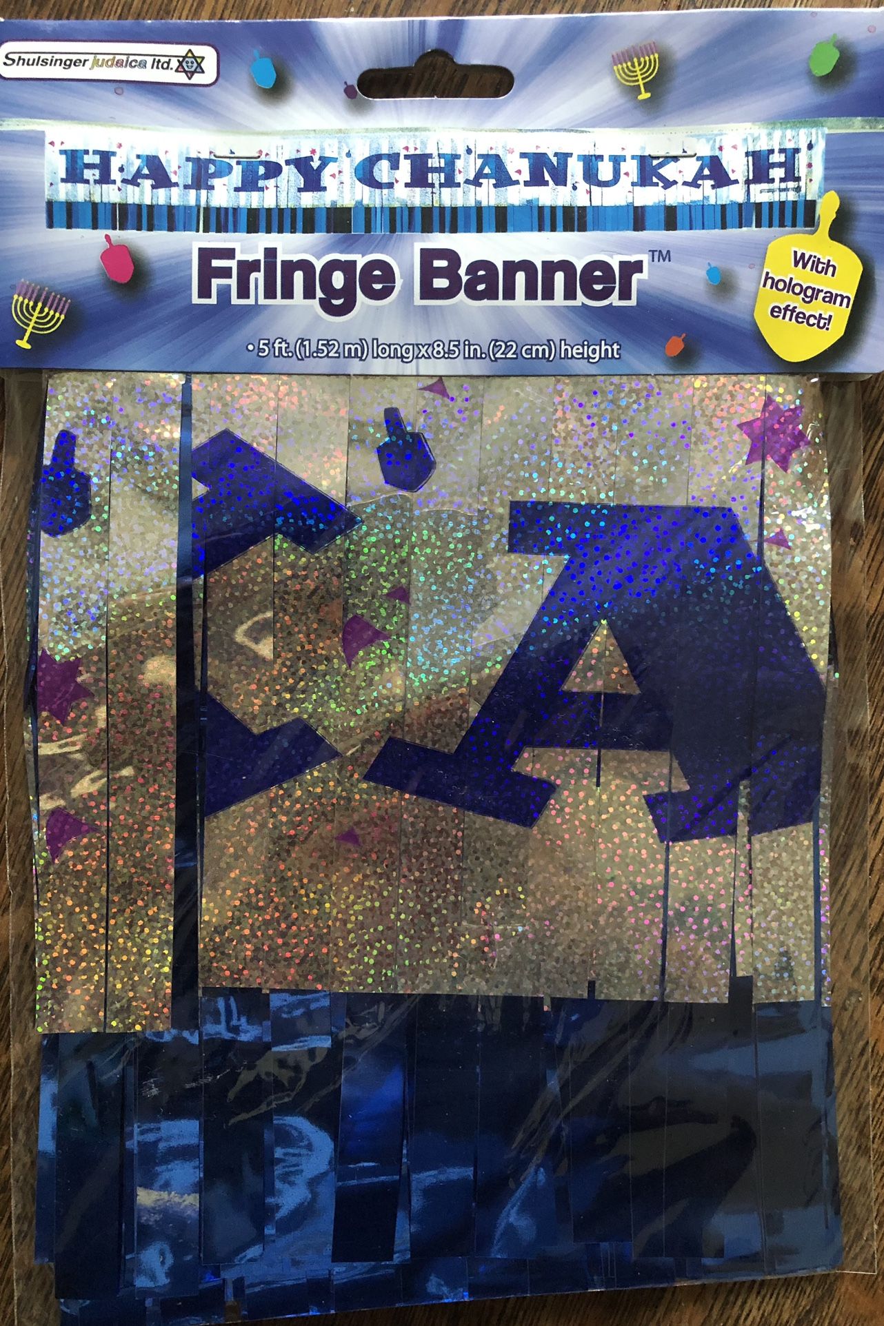 Happy Chanukah Fringe Banner Decoration W Hologram Effect