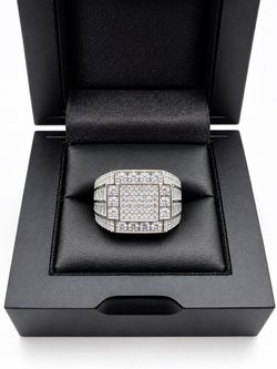 925 Sterling Silver 3.00CTW MOISSANITE a square Halo Men’s Ring Size 9 or 11