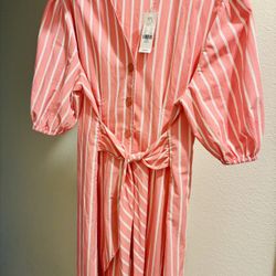 Brand new With Tags! Pink And White Striped Dress With Belt