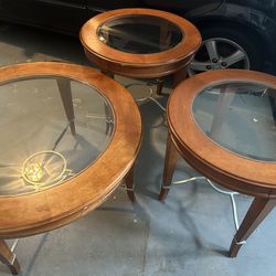 Set Of Round Coffee Table And End Tables
