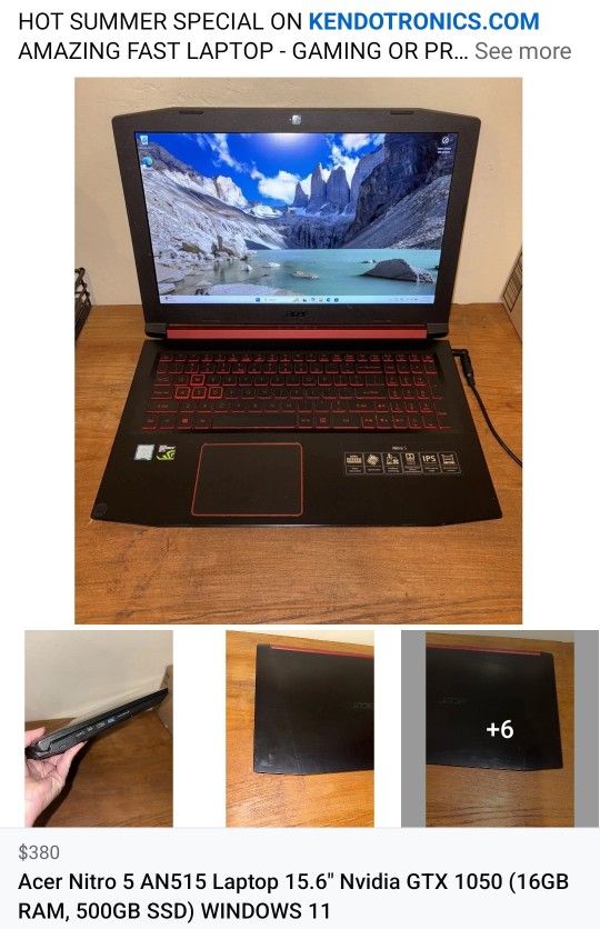 Acer Nitro AN515 Laptop, Core i5 7300H Full