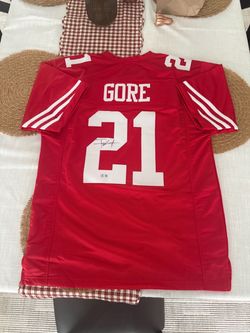 Frank Gore San Francisco 49ers #21 Signed Football Jersey Beckett BAS COA