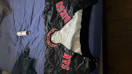 San Diego Satin Snap-Button Varsity Jacket