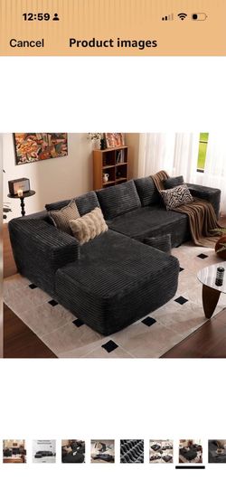 104" Cloud Boneless Couch with L-Shape Chaise,Modern Sectional Modular Sofa with Deep Seat, Upholstered Couches for Living Room Bedroom,No Assembly Re
