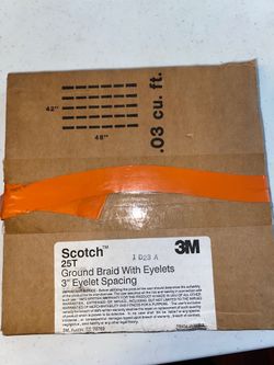 25Ft Scotch 3M Ground Bond Braid 3" Eyelets Spacing 80-6100-9614-3 25T