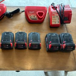 Miluakee M18 Batteries And M18/M12 Chargers