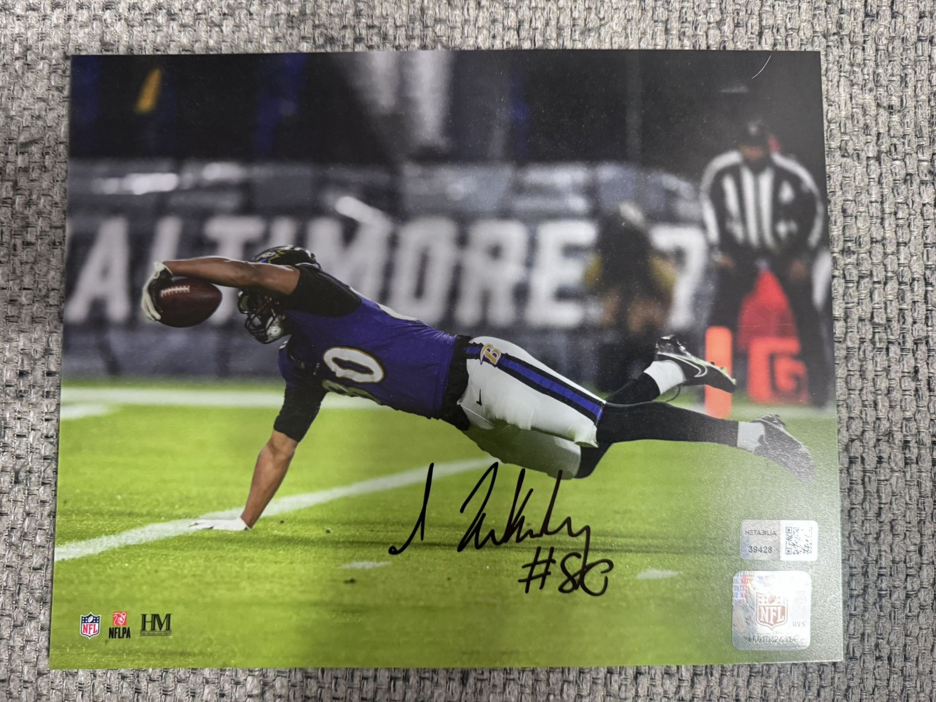 Isaiah Likely Signed Autograph 8x10 Photo- Metabilia Coa- Baltimore Ravens