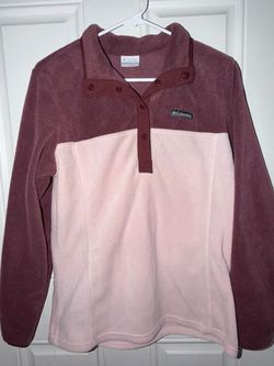 Columbia Mauve & Blush Pink Colorblock Snap Fleece