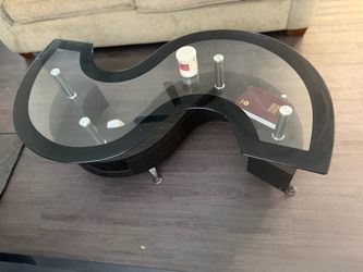 S-Shape Glass Top Coffee Table