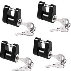Black Trailer Hitch Coupler Lock, Dia 1/4 Inch, 3/4 Inch Span for Tow Boat RV Truck Car's Coupler Keyed Alike (4 Pack, Black)