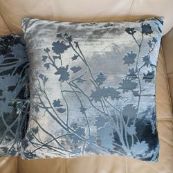 West Elm Blue Velvet Accent Throw Pillows