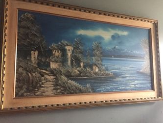 Hand painted canvas painting. 31 1/2 x 55” . Very nice condition