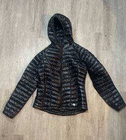 Black Quilted Puffer Jacket with Hood, Mountain Hardwear Women’s Ghost Whisperer Hooded Down Jacket