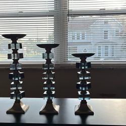 Glass and Steel Candle Holders