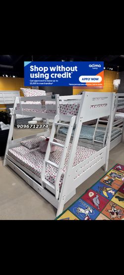 Twin Full White Bunkbed With Ortho Mattress Included