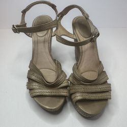 Frye 'Corrina'Beige Leather Platform Sandals Size 9M 
