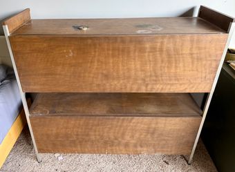 Vintage MCM Industrial Drop Front Desk Cabinet