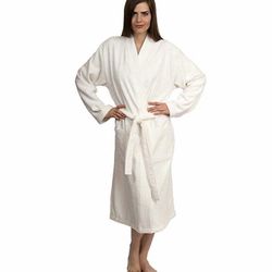 NEW Unisex Turkish Kimono Bath Robe in Ivory - Size Medium/Large