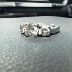 1.25 CT Natural Diamond Ring - Solid Platinum Band (3-Stone)