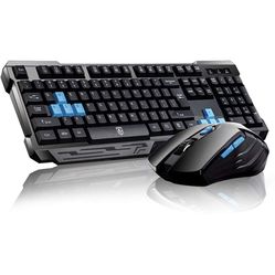 Keyboard Mouse Combos,Soke-Six Waterproof Multimedia 2.4GHz Wireless Gaming Keyboard with USB Cordless Ergonomic Mouse DPI Control For Desktop PC Lapt