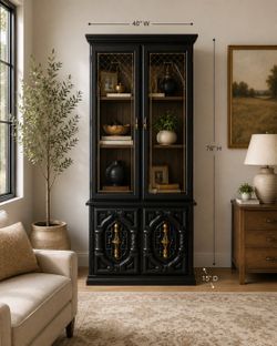 Vintage Black Display Cabinet