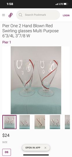 Pier One Hand Blown Red Swirling glass