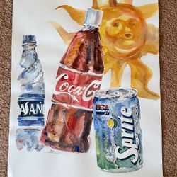 Coca Cola Water Color By Beverly Golembeski