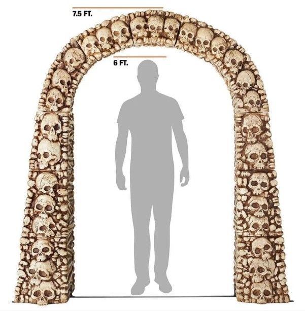 7.5 Ft Skull and Bones Archway And Gargoyle Home Depot 