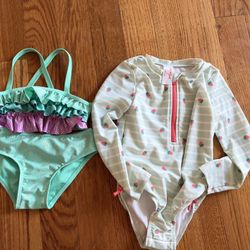 Lot of 2 Girl’s Bathing Suit 2 Piece Swimsuit Size 5T